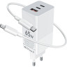 Мережевий зарядний пристрій Gelius Nimble GaN 65W GP-HC051 + кабель Type-C/Type-C White