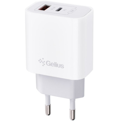 Мережевий зарядний пристрій Gelius Merge GP-HC060 GAN USB+Type-C 35W (QC/PD/PPS) White