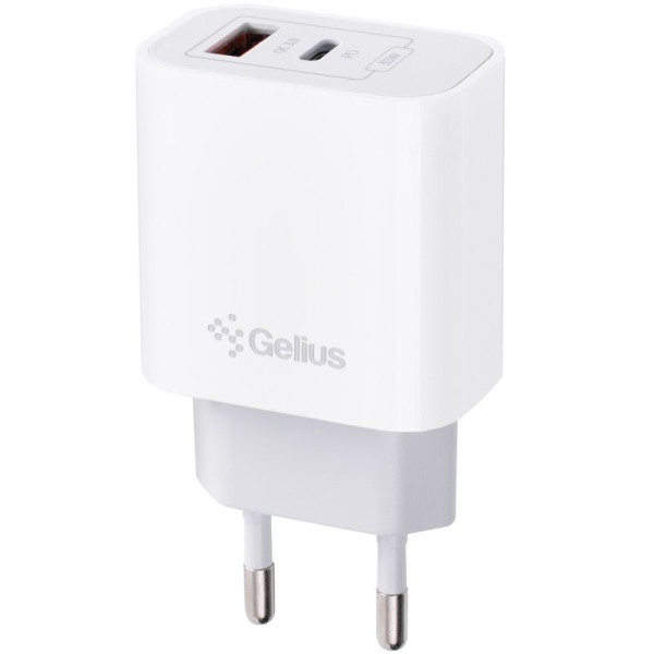 Мережевий зарядний пристрій Gelius Merge GP-HC060 GAN USB+Type-C 35W (QC/PD/PPS) White