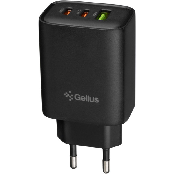 Мережевий зарядний пристрій Gelius Power Pulse GP-HC057 65W USB+2Type-C (QC/PD/PPS) Black