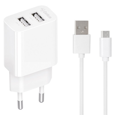 Мережевий зарядний пристрій Gelius Simple GP-HC059 2USB/2.4A + кабель MicroUSB White