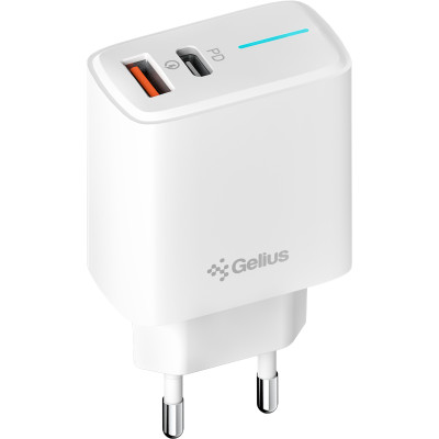 Мережевий зарядний пристрій Gelius Radiance GP-HC058 (1Type-C+ 1USB-A)(PD/QC3.0/PPS/Super VOOC) 25 W White