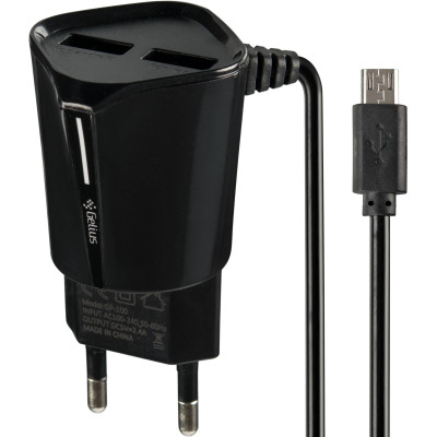 Мережевий зарядний пристрій Gelius Edition Auto ID 2USB 2.4A + кабель MicroUSB Black