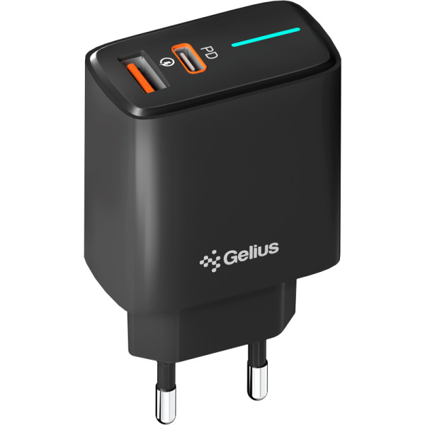 Мережевий зарядний пристрій Gelius Radiance GP-HC058 (1Type-C+ 1USB-A)(PD/QC3.0/PPS/Super VOOC) 25 W Black