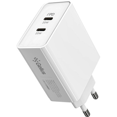Мережевий зарядний пристрій Gelius iDuo 40W GP-HC052 2 Type-C (2x20W) White